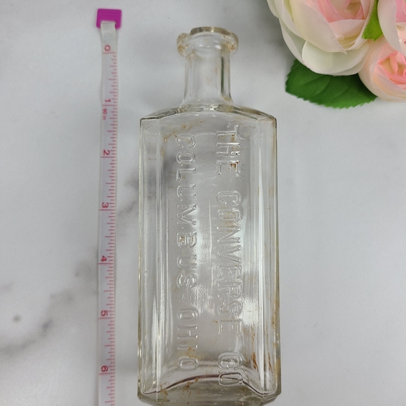Antique glass bottle,  The Converse Co.  7". Found on my 1869 farm. - Picture 2 of 5